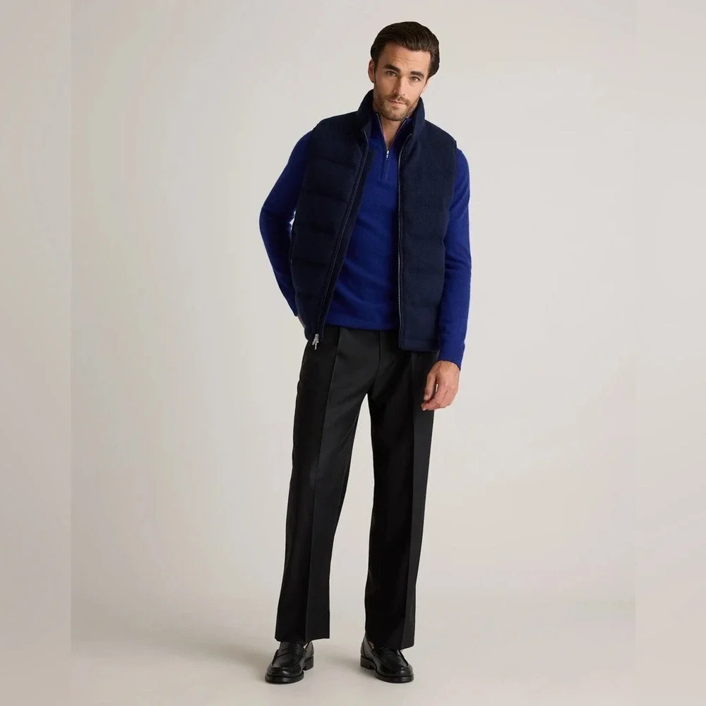 Quince Men's Mongolian Cashmere Puffer Vest Outerwear Blue L